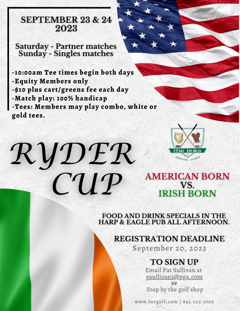 Links at Union Vale Ryder Cup 2023 flyer